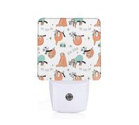 Brown Sloth Plug-in Led Night Light with Motion Sensor Dusk to Dawn Sensor Backlit Nightlight for Bedroom Bathroom