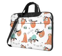 Brown Sloth Print Laptop bag,portable single shoulder laptop Sleeve Case,Compatible with 13-15.6 in, Black, 14 inch
