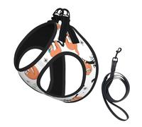 Brown Sloth Print Small Dog Harness And Leash Set, Adjustable Soft Vest With 360° Reflective Straps For Cats Puppy