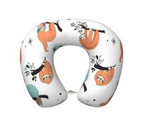 Brown Sloth Print Travel Pillow - Memory Neck Pillow For Adults,Children, Convenient & Portable U Shaped Pillows