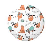 Brown Sloth Round Badge - Durable Tin Plate Design With Full Front Print, Perfect For Custom Gifts And Apparel Decoration