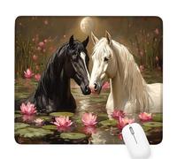 Brown Small Mouse Mat 10.24×8.27×0.12 inch,2026 New Year Gaming Mousepad Horse Mini Desk Pad with Non-Slip Base and Stitched Edge,for Wireless Mouse,Laptop,Office Home,Washable,Roll-up,Gift Men D-72