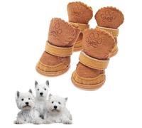 Brown Snow Boots for Dogs, Fleece Winter Shoes for Cats, Lightweight Adjustable Dog Boots, Cold Weather Dog Shoes Brown Size 1
