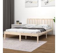 Brown Solid Pine Bed Frame 4FT Small Double 120x190cm Headboard Slatted Base UK [EEK: A]