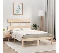 Brown Solid Pine Wood Bed Frame 120x200 cm Small Double Size with Headboard Bed [EEK: A]