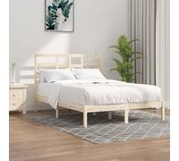 Brown Solid Pinewood Bed Frame 120x190cm Small Double 4FT with Headboard Sturdy [EEK: D]