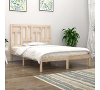 Brown Solid Pinewood Bed Frame 140x200 cm with Headboard, Sturdy Rustic 4FT6 UK [EEK: D]