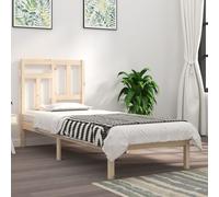 Brown Solid Pinewood Platform Bed Frame with Headboard 90x200 cm Small Single UK [EEK: D]