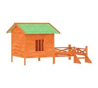 Brown Solid Wood Dog Kennel 159x120x88.5 cm Outdoor Pet House | Solid construction, water- roof, large entrance, versatile for small pets, rustic backyard shelter