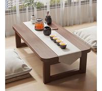 Brown Solid Wood Folding Coffee Table Minimalist Design with Rounded Corners Thick Space Saving Square Table for Living Room Multiple Scenarios (100x50x40cm)