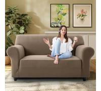 (Brown Spandex, 2 Seater Sofa Cover) Reversible Quilted Waterproof Sofa Cover Recliner Chair & Pet Cover