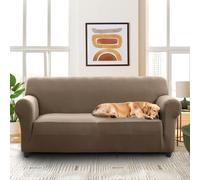 (Brown Spandex, 3 Seater Sofa Cover) Reversible Quilted Waterproof Sofa Cover Recliner Chair & Pet Cover