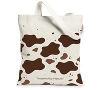 Brown Spots Canvas Tote Bag for Women, Contemporary Minimalistic White Background Curved Lines Nature Brown Washable Reusable Everyday Tote Bags Ideas for Outdoor Travel Workday Reading 13x15 Inch