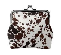 Brown Spots Cow Skin, PU Leather Coin Purse, Small Wallets, Change Pouch with Kiss Lock Clasp Buckle, Change Purse