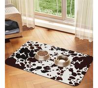 Brown Spots Cow Skin,Waterproof Pet Feeding Mat,PU Leather Placemats for Cat Dog Water Bowl,Food Mats,40x60cm