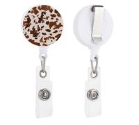 Brown Spots Horse Skin Texture Retractable Badge Holder Reel Clip ID Card Holder for Doctor Nurse Student Office Worker
