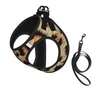 Brown Spots Leopard Faux Fur,Pet Harness,Adjustable Reflective Dog Harness,Pet Leash Vest,S