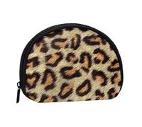 Brown Spots Leopard Faux Fur, Women's Storage Bag Shell Makeup Bag Small Coin Purse Shell Change Pouch