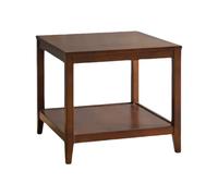 Brown Square Side Table - 2-Tier Wooden with Open Sto Modern Coffee Table for Living Room Bedroom Balcony - 27.6"x27.6"x23.6"