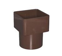 Brown Square to Round Downpipe Adaptor Connector, Freeflow Rain Water Systems