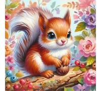 Brown Squirrel Flower 1000 Piece Jigsaw Puzzles for Adults, Colourful, Fun, Challenging and Brainteasing Adults jigsaw puzzles 1000 Pieces, Beautiful Decoration Puzzle