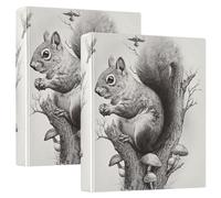 Brown Squirrel on Tree 3 Ring Binders 1.5 Inch Clear View Three Ring Binders Versatile Binder Fits 200 Sheets 2 Pack
