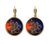 brown star crystal universe fantasy Gold Clip On Drop Earrings Non Piercing Dangle Jewelry