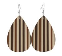 Brown Stripe Earrings for Women Teardrop Leather Earring Double Sided Drop Dangle Earrings Lightweight Women's Ear Accessories Jewelry Fashion Birthday Gift
