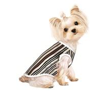 Brown Stripe Print Dog Shirt Summer Lightweight Pet T Shirts Soft Breathable Stretchy Cats Dogs Tee Shirt