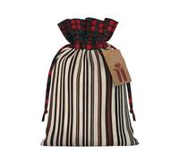 Brown Stripe Print Drawstring Gift Reusable Bags Pouches Holiday Packaging Birthday Wedding Parties