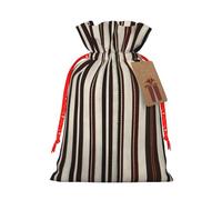 Brown Stripe Print Gift Drawstring Bags Reusable Holiday Party Favors Treats Accessories Or Keepsakes