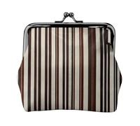 Brown Stripe Print Stylish Unique Coin Purse Cute Mini Wallet with Kiss Lock Waterproof for Coins