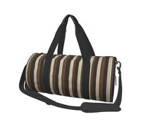 Brown Stripe Printed Sports Gym Bag with Wet Pocket & Shoes Compartment, Travel Duffel Bag for Men Women