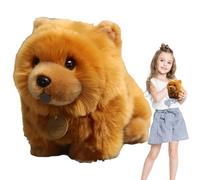 Brown Stuffed Dog Toy - 25cm Chow Chow Dog Doll Cute Animal Plush Doll Smooth Plush Texture | For Family, Friends, Colleagues