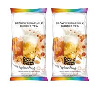 Brown Sugar Milk Bubble Tea - Pack of 2 - Simply Add 1 Brown Sugar Syrup, the Instant Tapioca Pearls and a Straw Then, Just Add Milk and Ice - Trendy and Tasty