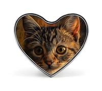 Brown Tabby Cat Floral Swan Lapel Pin - Heart Shape Brooch Pins for Men & Women Suit Accessories, 1" Lightweight Enamel Lapel Pins Buttons for Backpacks, Hats, Bags, Lanyards