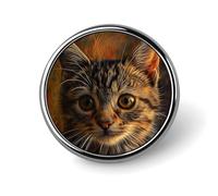 Brown Tabby Cat Polar Bear And Cub Lapel Pin Round Brooch for Men & Women Alloy Suit Accessories, 1" Lightweight Tie Pin