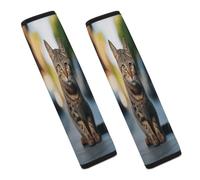 Brown Tabby Kitten Car Seat Belt Cover Soft Comfortable Shoulder Seatbelt Pads Cover Seat Belt Pad for Suitable for Car Interior Accessorie