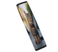 Brown Tabby Kitten Car Seat Belt Cover Soft Comfortable Shoulder Seatbelt Pads Cover Seat Belt Pad for Suitable for Car Interior Accessorie