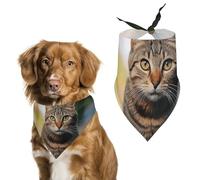 Brown Tabby Kitten Dog Bandanas Adjustable Bib Party Pet Decorations Cute Dog Triangle Scarfs for Small Medium Puppy Cat Costume Accessory