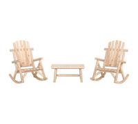 (brown, table + 2x armchair) vidaXL Garden Lounge Set Wooden Outdoor Table and Chairs Solid Wood Spruce