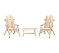 (brown, table + 2x chair) vidaXL Garden Lounge Set Wooden Outdoor Table and Chairs Solid Wood Spruce