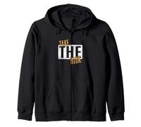 Brown Take The Risk Brown Graphic Zip Hoodie