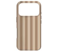 Brown Tan Beige Striped Cute Girly Aesthetic Preppy Stripe Case for iPhone 17 Pro