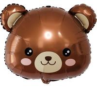 Brown Teddy Bear Head Foil Balloon - Birthday, Baby Shower & Nursery Decoration Helium Balloon, 55cm