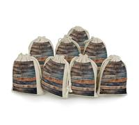 Brown Texture Bunches Pocket Cotton And Hemp with Drawstring 8 Pieces Reusable Gift Bags Jewelry Pouch for Wedding DIY Craft Party (4.9 X 6.7 Inch)