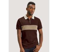 Brown Textured Half Zip Polo Shirt Brian Oak London Brown L