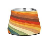 Brown Tie-dye Background Rainbow Colors Tie-dye Pattern Raised Pets Water Bowl Non Slip Stainless Steel Pets Feeding Bowl for Slow Feed Cats Slow Down Eating