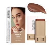 Brown Tinted Balm Foundation Stick, Twist-Up Face Base, 18 g, 1-Pack | Beige holder with pale pink translucent cap, direct facial application, for daily make-up routines at home or away from home