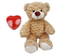 Brown Toffee Teddy with 60 second Voice Recorder 16"/40cm - Personalised Keepsake Voice Recording Teddy Bear Gift - Baby Heartbeat Bear